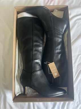 Dolce Vita Black Pointed-Toe Knee-High Leather Boot